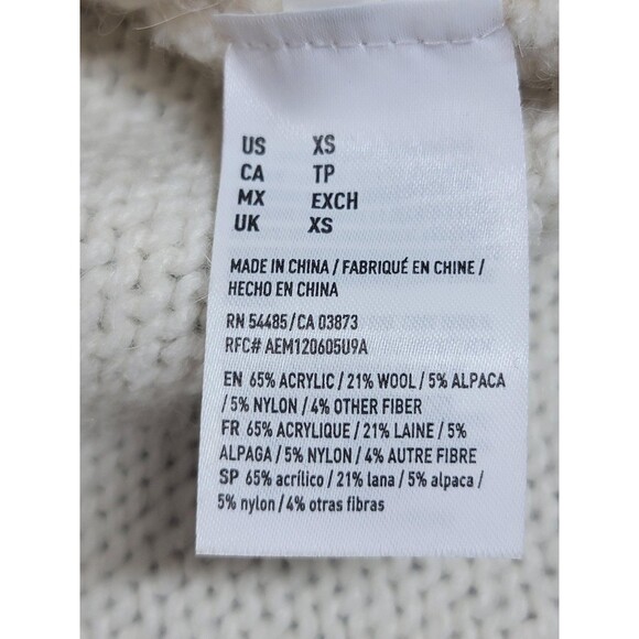American Eagle Outfitters Sweater Womens XS Cream Turtleneck Cable Knit Wool - Picture 5 of 11